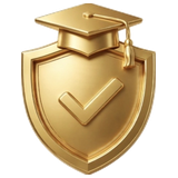 Cert-ified gold graduation-cap shield